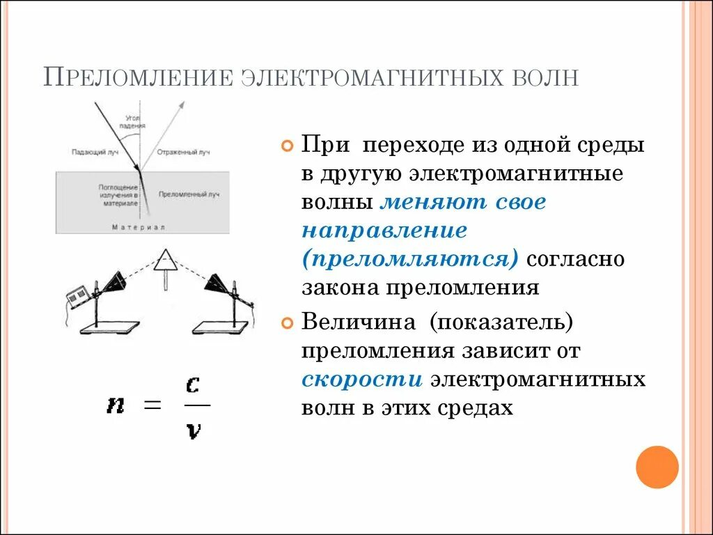 Свойства волн преломление. Преломление электромагнитных волн. переход электромагнитной волны из одной среды в другую. электромагнитные волны при переходе из одной среды в другую. преломление волн.