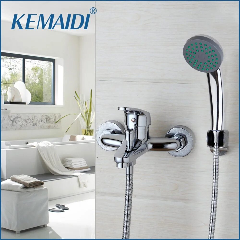 Bathroom fresh wall mounted faucet spray set. Wall mounted faucet. Faucet in bathroom. A112. Кран в ванную комнату с душем.