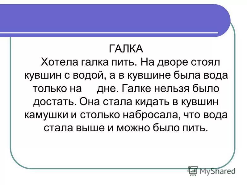 Галка пьет воду. Хотела Галка пить. Галка и кувшин толстой. Хотела Галка пить толстой.