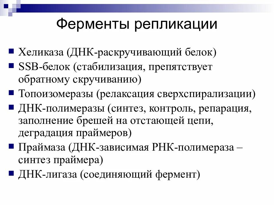 Репликации днк участвуют ферменты. Репликации днк участвуют ферменты