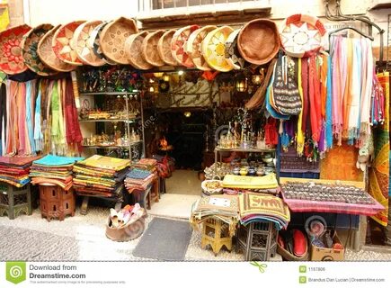 Arab souvenir shop stock photo. 