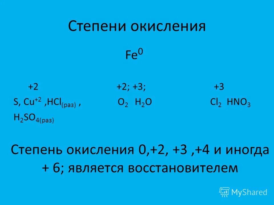 Свойства атома железа. Степень окисления.