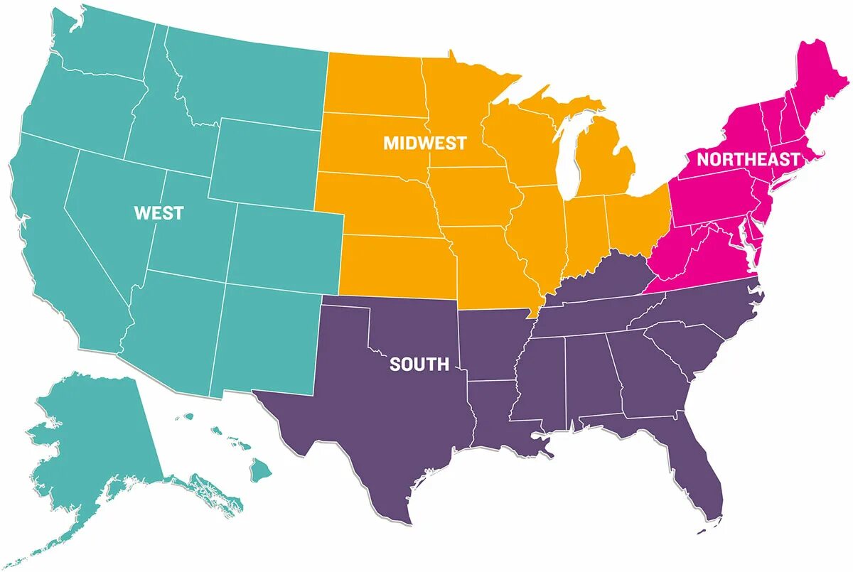 North East США. USA Regions. Midwest штаты. Карта США North East.