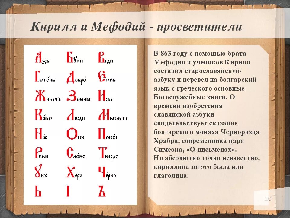 Песня кириллицу. История создания славянской письменности кратко. Создание славянской азбуки. Древняя Азбука.