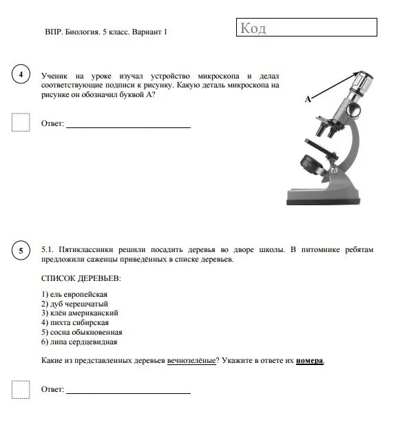 Впр по биологии ответы