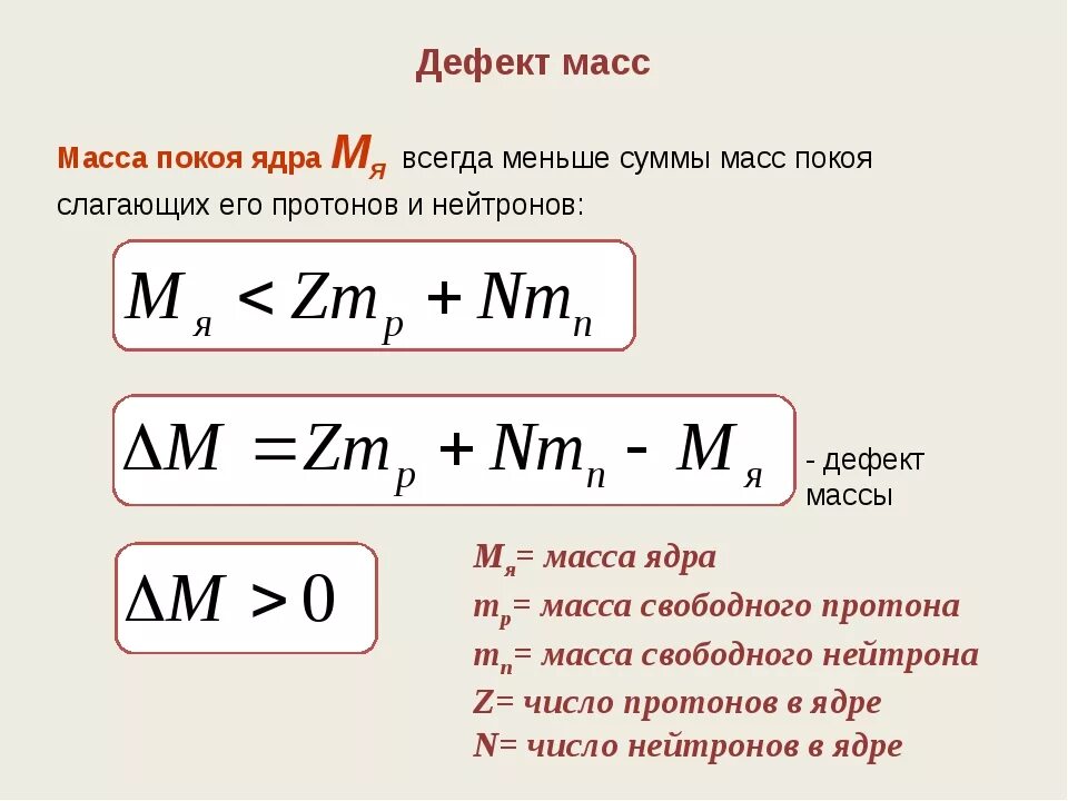 Формула дефекта масс атомного ядра. Энергия связи ядра формула 9 класс. Энергия массы ядра формула. Физика дефект массы и энергия связи. Энергия связи дефект масс 9