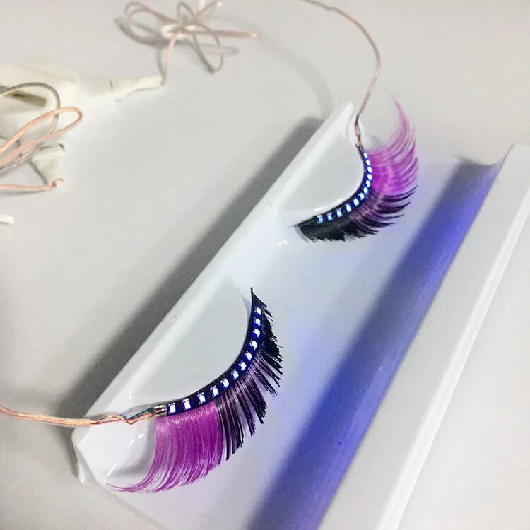 Лед ресницы что такое фото 8 colors 1 Pair Waterproof Colorful LED Luminous Eyelash Light Up Fashion False