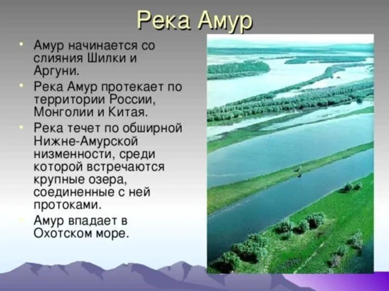 Формы рельефа реки амур