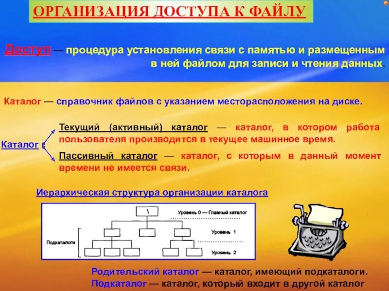 Программная организация доступа. Организация доступа к файлам. Организация файлов и доступ к ним. Типы доступа к файлам. Организация доступа к файлу Информатика.