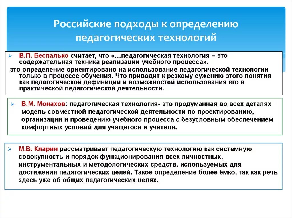 Технология это в педагогике Беспалько. Определение педагогической технологии. Подходы к определению педагогических технологий. Российские подходы к определению педагогических технологий.