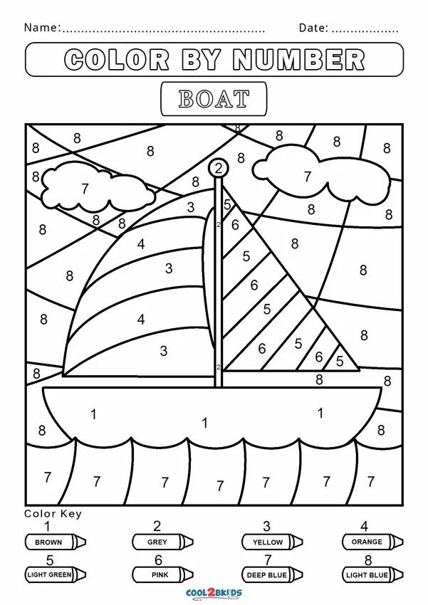 Colour the answers. Colouring by numbers. Яхта раскраска по номерам для детей. Раскраска по номерам for Kids English. Color by number Worksheets for Kids английский.