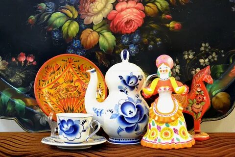 Гжель хохлома дымковская игрушка