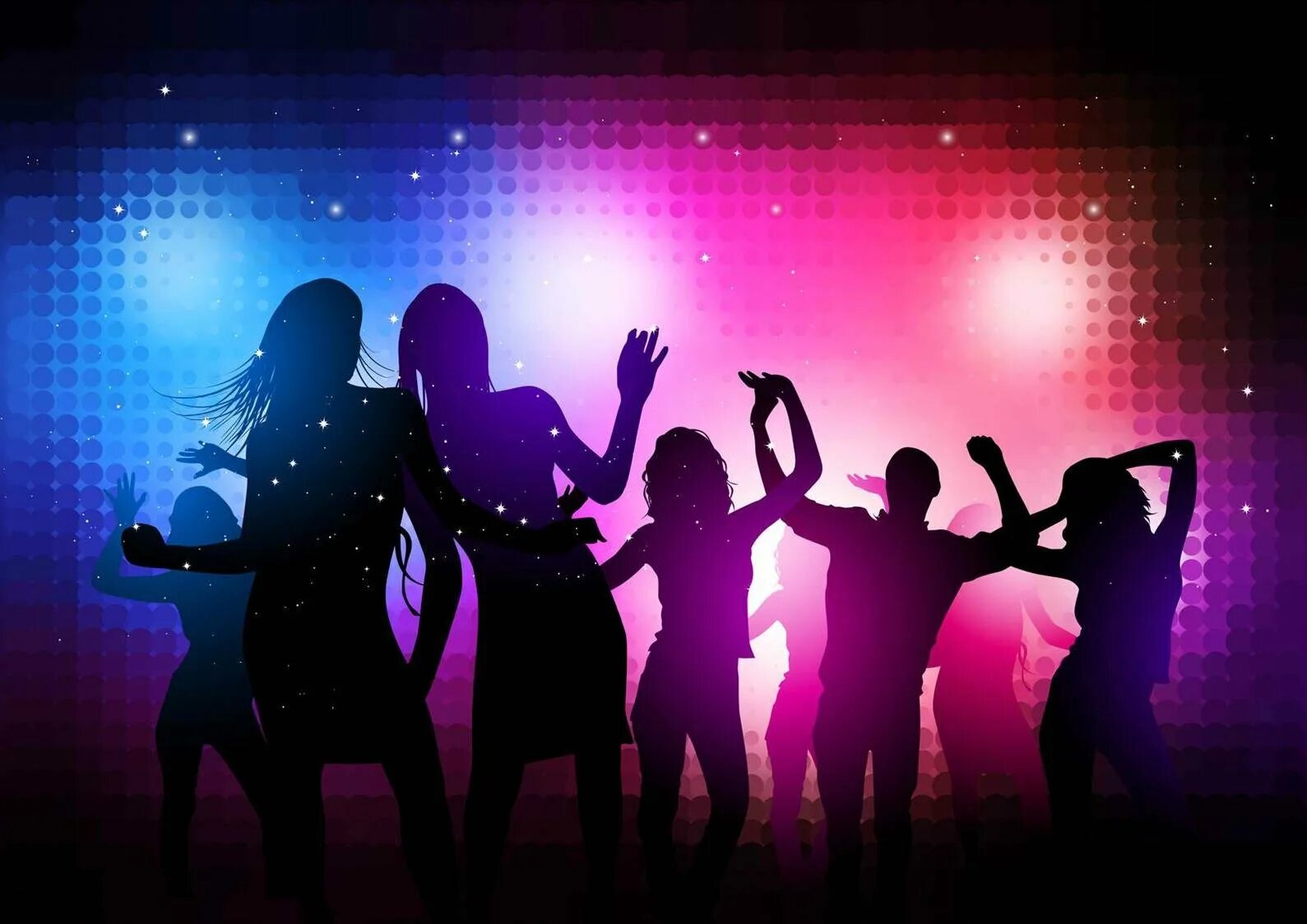 Муз диско. Дискотека. Клубные танцы. Танцующие люди. Вечеринка фон.