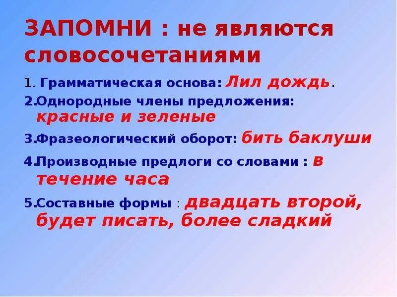 Является ли грамматическая основа словосочетанием. Что не является словосочетанием. Словосочетание это основа предложения.