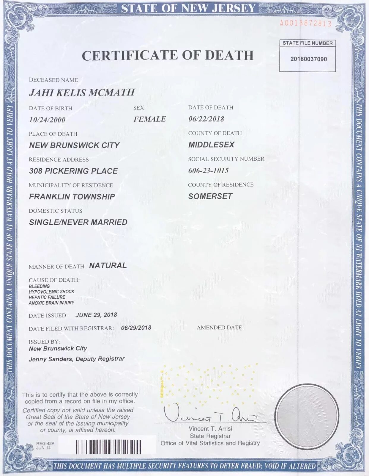 Death Certificate USA. Death Certificate in England. Certificate of Death City of New York.