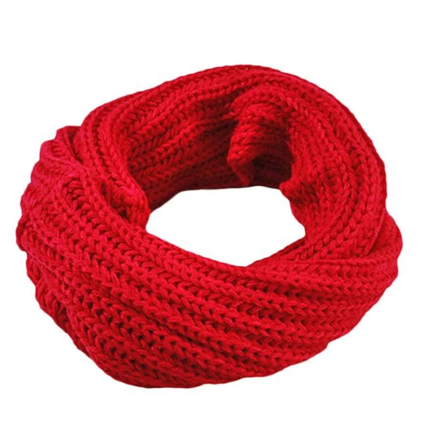 Шарф. Вязаные шарфы. Красный вязаный шарф. Круглый шарф. Шарф по кругу