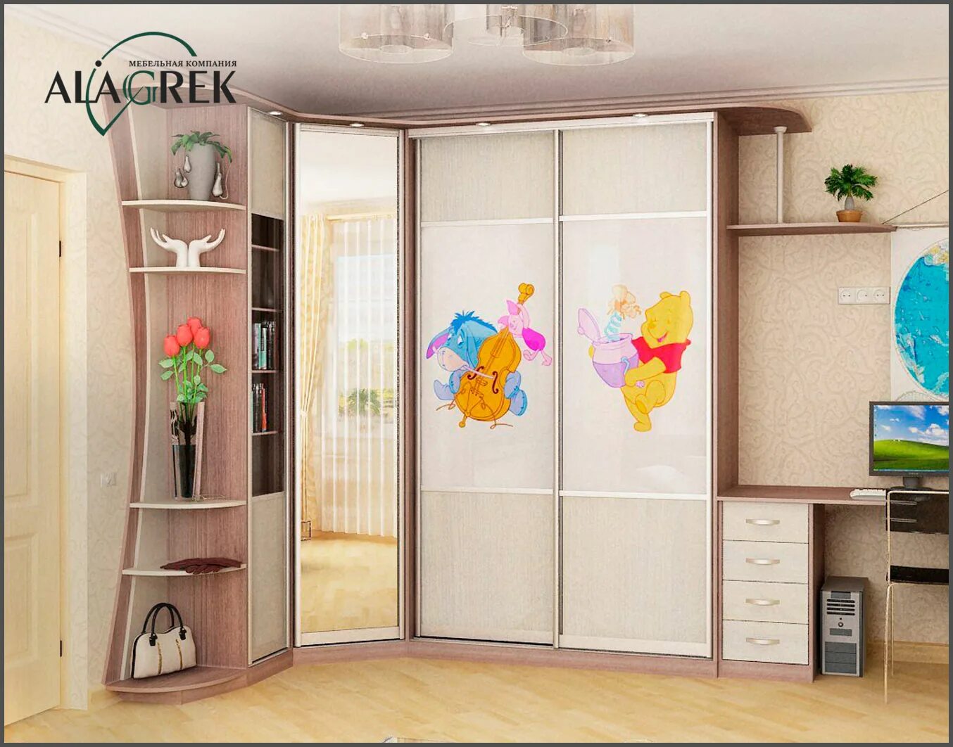 Угловой шкаф купе в детскую. Радиусный шкаф купе "риксос". Угловой шкаф купе в детскую. Шкаф купе для детской комнаты. Шкаф для детской комнаты.