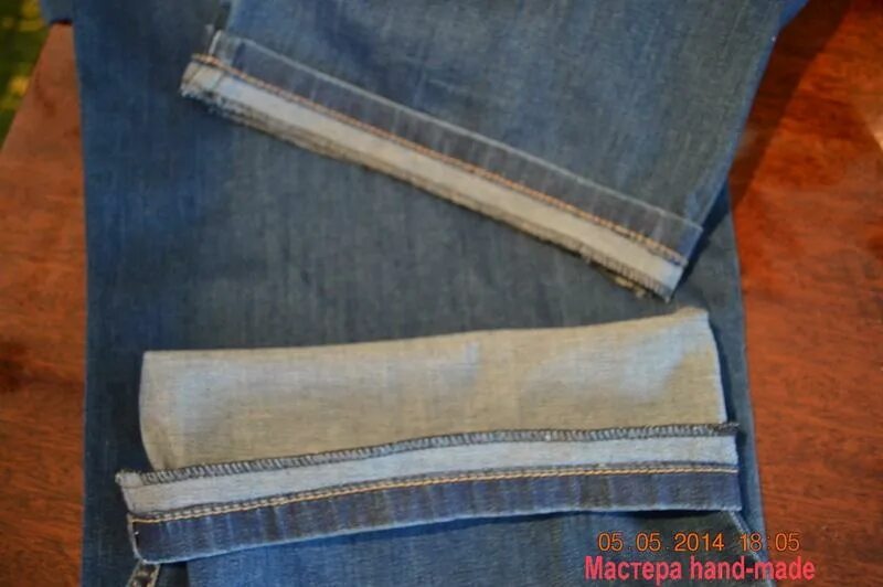 Подгибка джинс с сохранением фабричного шва. Подшить джинсы с сохранением фабричного шва. Укорачивание низа брюк. Укорачивание джинсов.