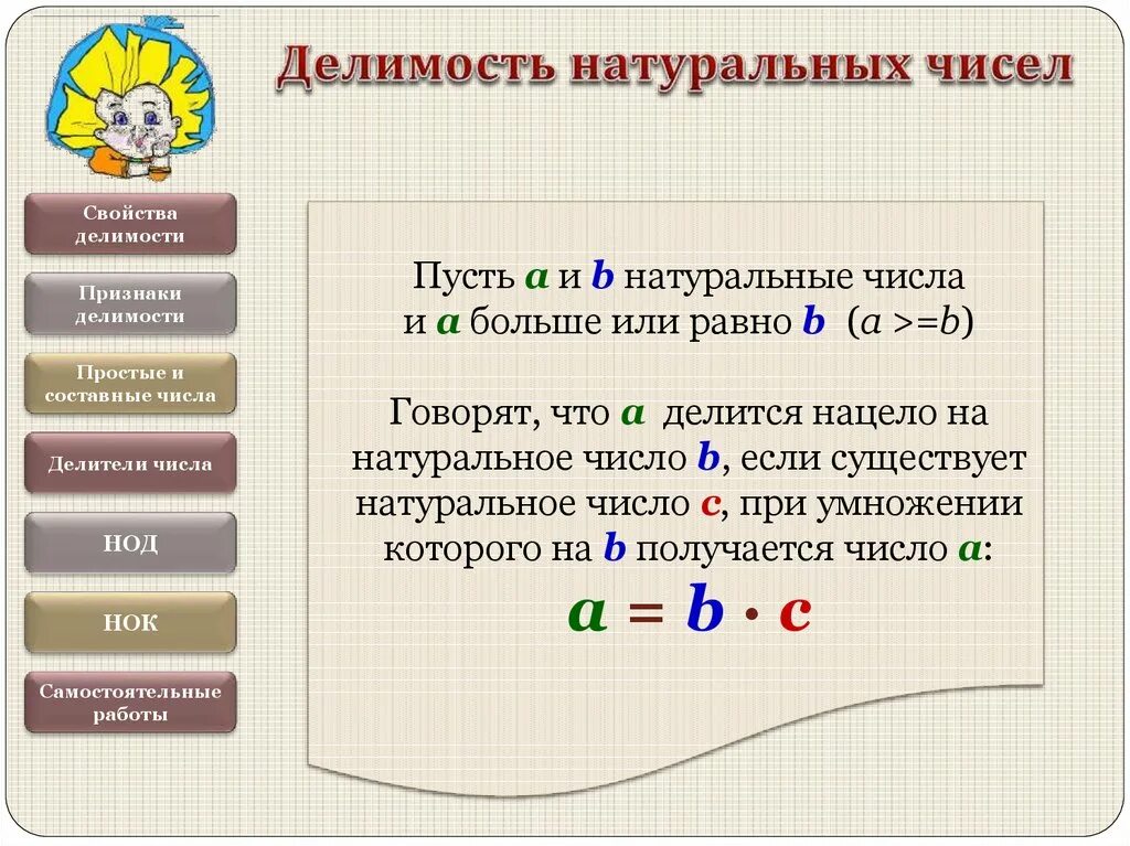 Делимость натуральных чисел презентация