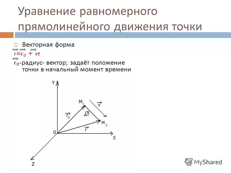 Уравнения прямолинейного равномерного