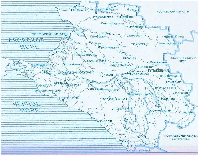 Контурная карта Краснодарский край Республика Адыгея. Карта Краснодарского края Республика Адыгея контурная карта. Карта Краснодарского края контурная карта. Река Кубань на контурной карте Краснодарского края.