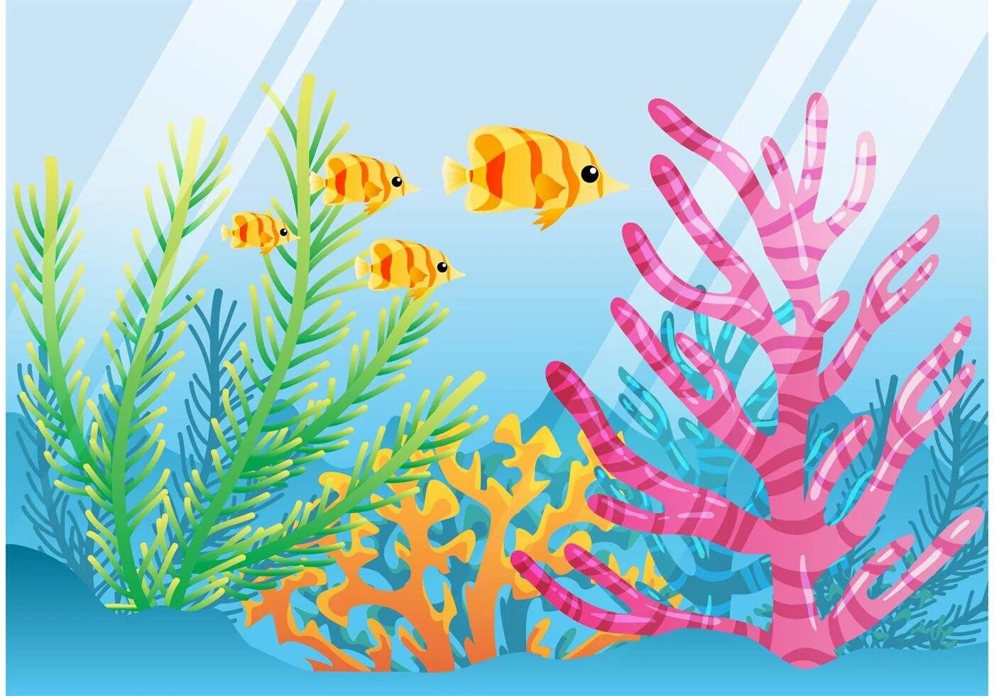 Водоросли для детей. Кораллы для дошкольников. Подводный мир для дошкольников. Водоросли с рыбками. Подводные растения.