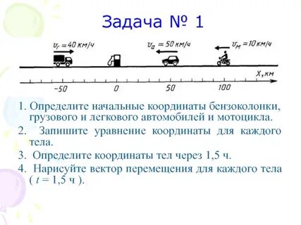Определить начальные координаты первого и второго