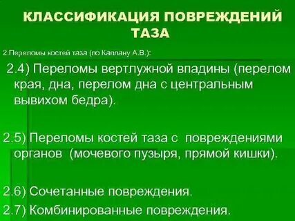 Повреждение таза и тазовых органов