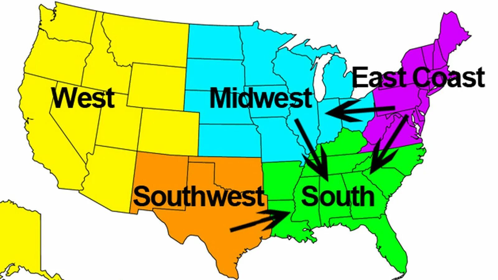 East west 10. West coast сша. вест кост и ист кост. west coast на карте. south west midwest.
