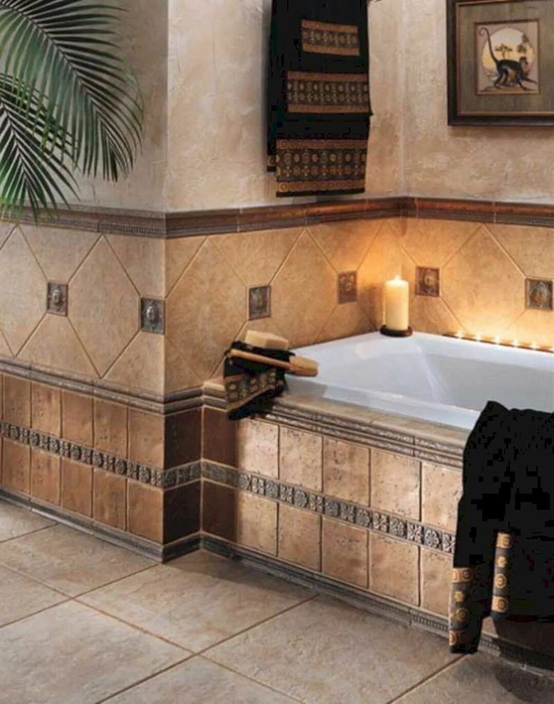 Какая плитка лучше для комнаты. Плитка в ванную Египетский стиль. Ванна в египетском стиле. Ванная комната с плиткой в египетском стиле. Ванная облицованная плиткой.