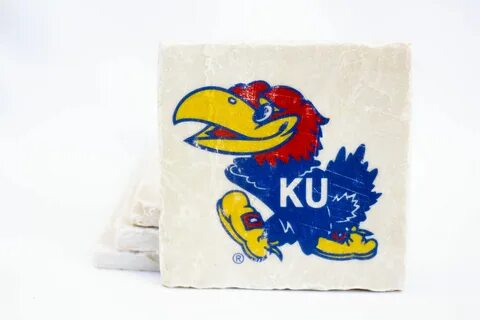 Rock Chalk Jayhawk! beautiful logo atop our handmade Italian marble coasters! *F