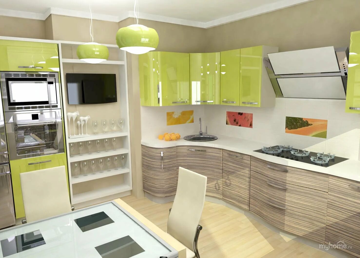 современные кухонные гарнитуры. кухонный гарнитур лдсп эггер. зелено коричневая кухня. кухни фотогалерея. кухни комбинированные цвета.