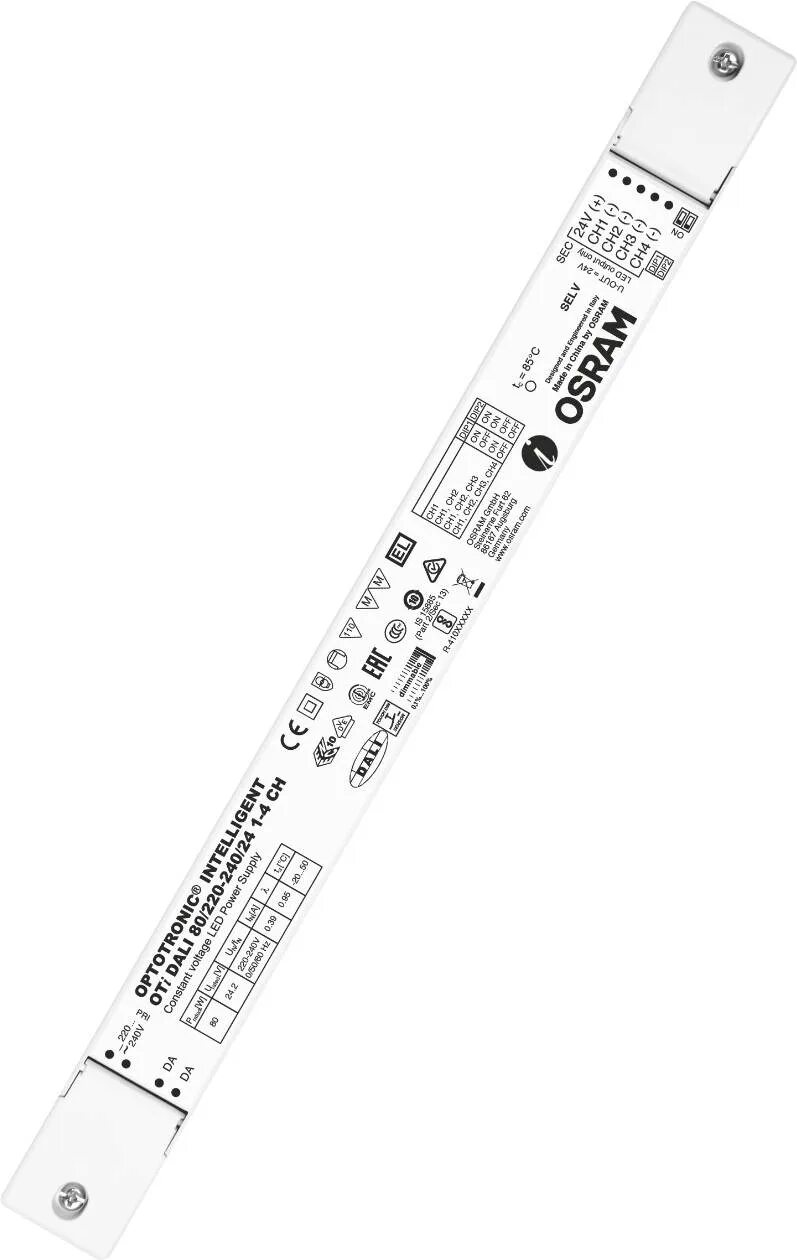 Osram Oti 15 Dali (IP 20, 150 ма, 3–15 Вт).. OPTOTRONIC Intelligent Oti Dali 80/220-240/24. QTP-M 2x26-32/220-240 s unv1. Светодиодный чип Osram 20x20мм. 220 80 3