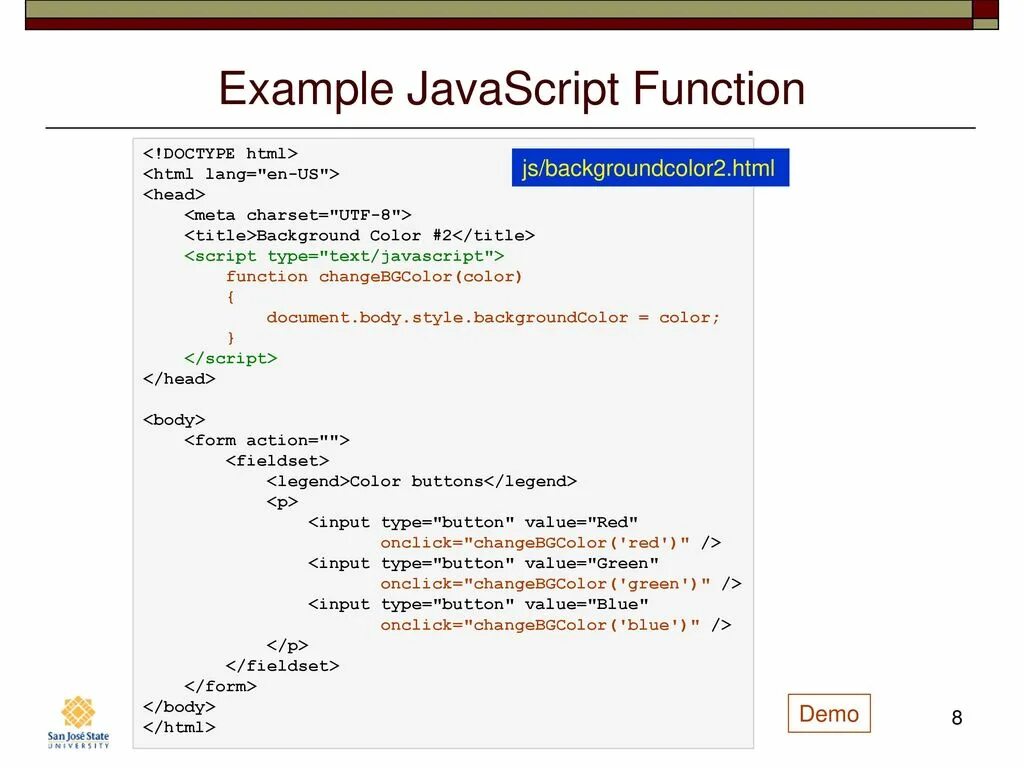 Function content javascript