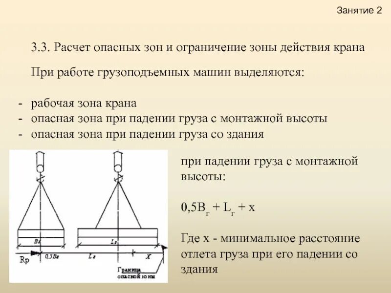 Формула опасной зоны. Опасная зона крана формула. Граница опасной зоны возможного падения груза. Граница опасной зоны крана. Опасная зона мостового крана.