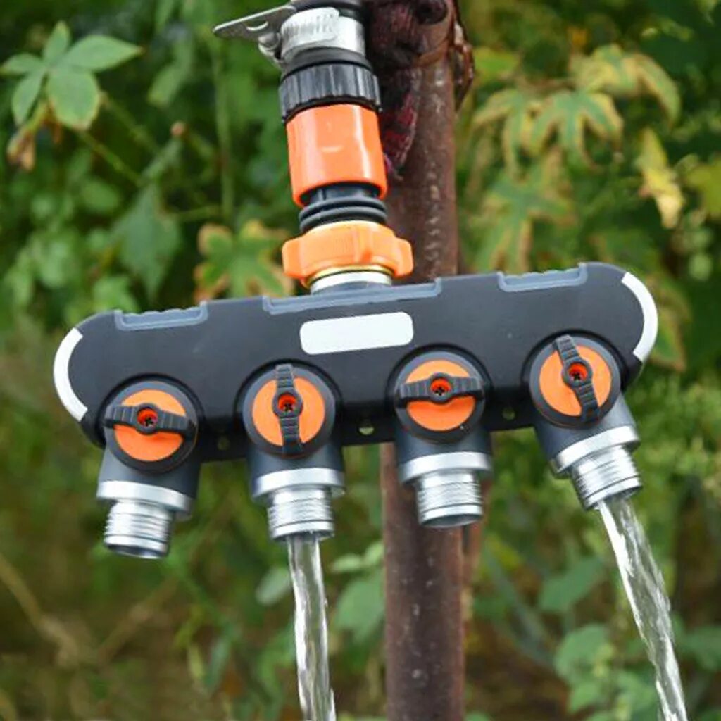 Разветвитель четырёхканальный 1/2"-3/4", регулируемый// palisad. Распределитель для шланга 7ми канальный. Распределитель для шлангов жук 4-хканал. Распределитель для шлангов 3х канальный "жук". Разветвитель на 4 выхода под шланг green helper (hc0404).