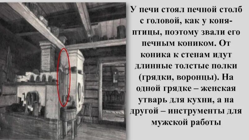 Печной столб. Печной столб в избе. Печной столб в русской избе. Печной столб с головой.