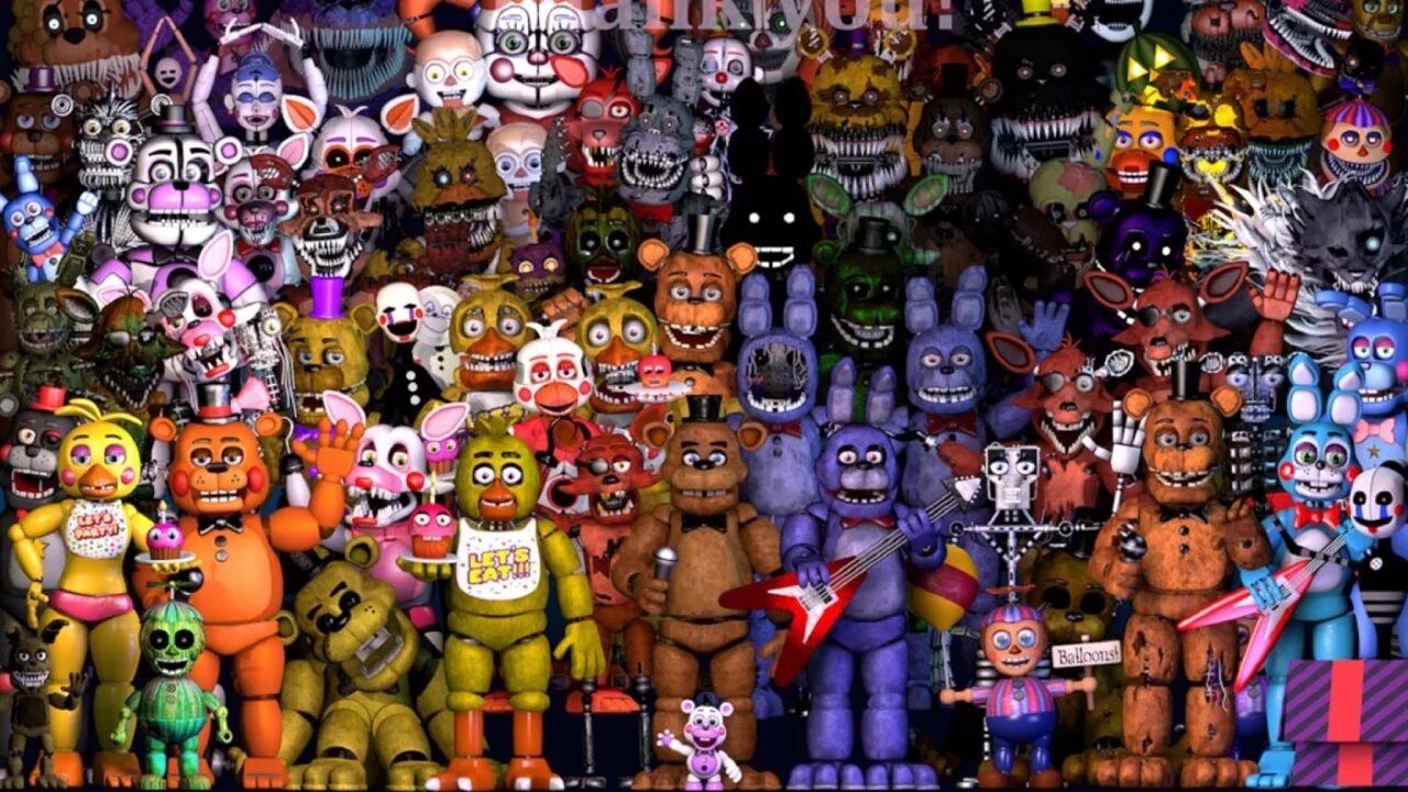 Все аниматроники фнаф 7. ФНАФ все АНИМАТРОНИКИ. АНИМАТРОНИКИ из FNAF 7. Все персонажи ФНАФ 9. ФНАФ со всеми персонажами.