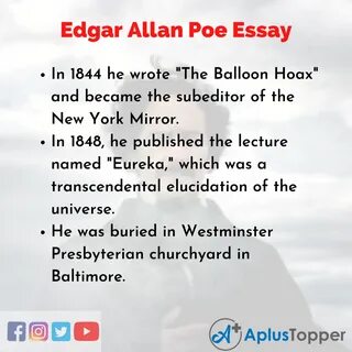 Edgar Allan Poe Essay Essay on Edgar Allan Poe for Students and.