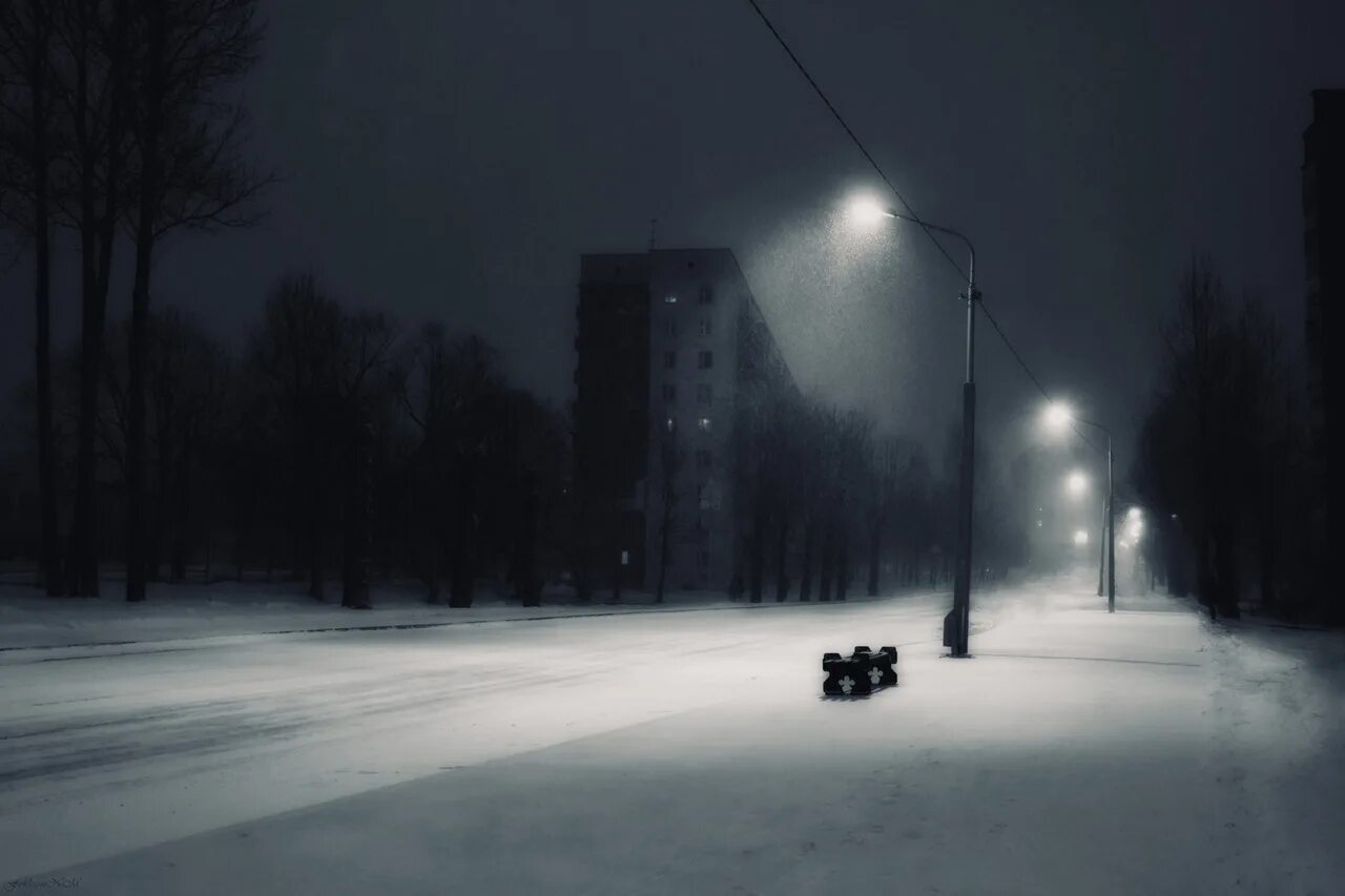Зима ночь. Зимний мрачный город. Мрачная зима в городе. Темная улица зимой. Был вечер пуст