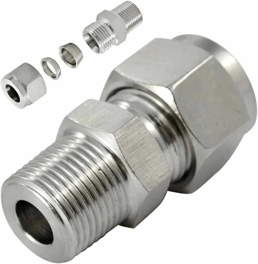 Фитинг под штуцер. Фитинг 3/4&quot; npt m x 1/2&quot; н.д., 316sst. фитинг 1/4 npt 6. обжимной фитинг 14мм/stainless male connector, 14мм 00-1/2&quot;mnpt. фитинг трубный 12мм-npt1/4вр.