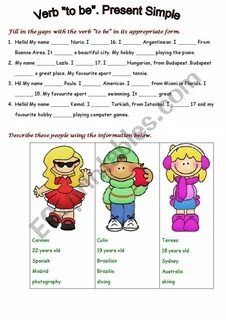 Present simple verb be exercises