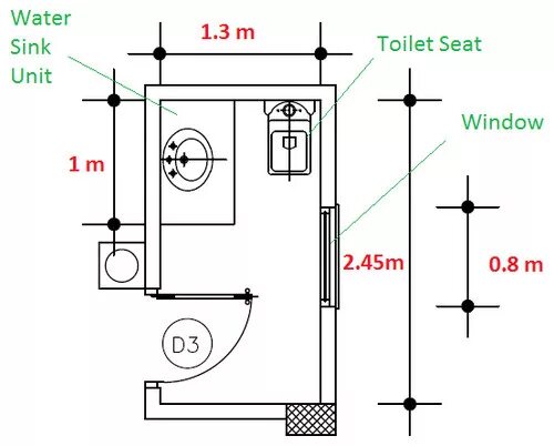Bathroom Window Plans. WC for disabled Plan. Bathroom Plan for disabled people. Value units toilet