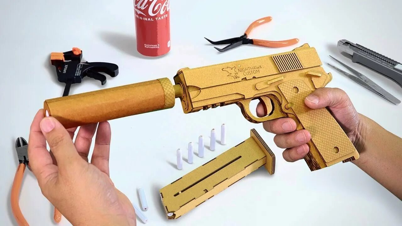Что можно сделать из картона пистолет How To Make Mp5 That Sh00ts With Magazine YouTube