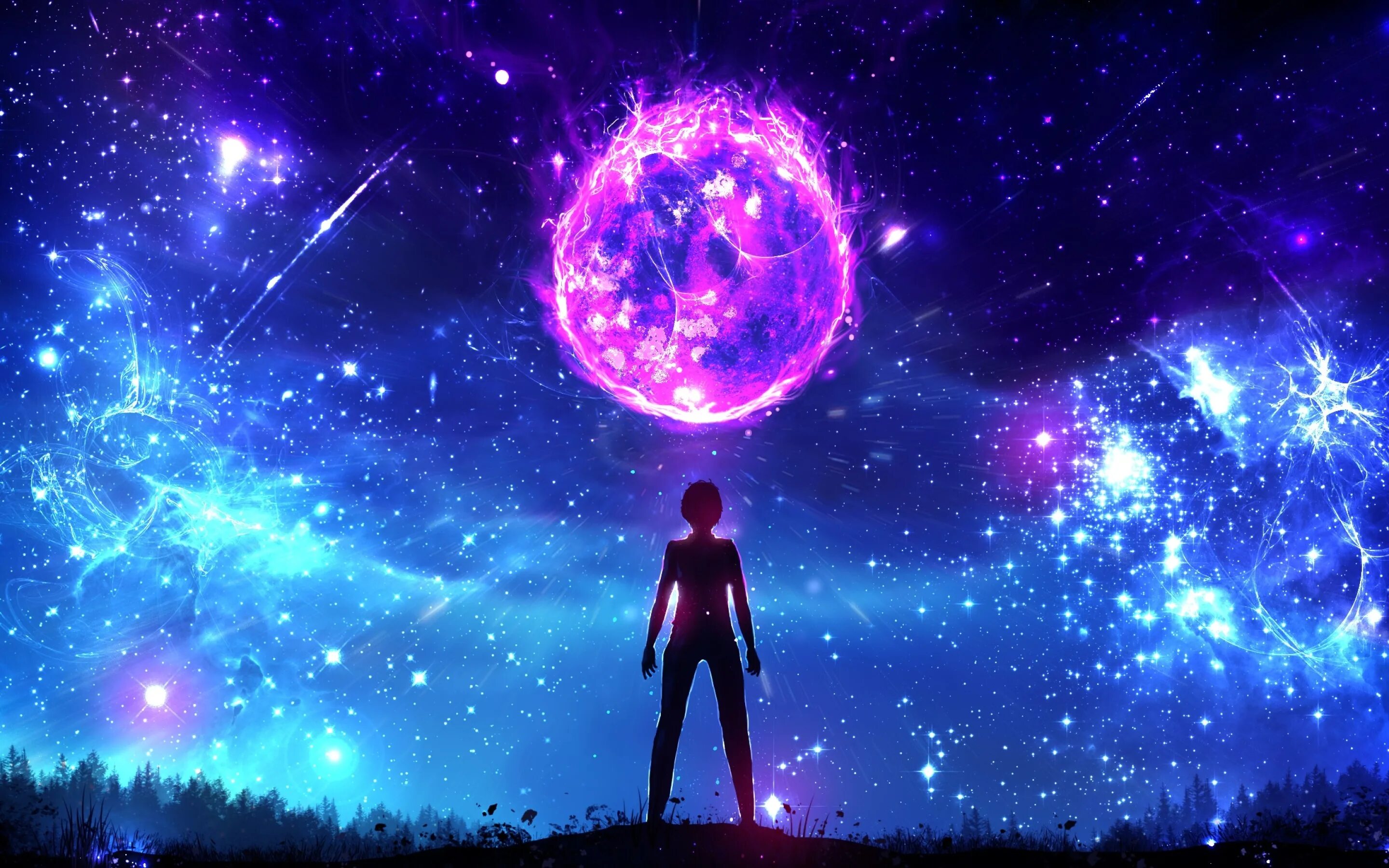 Фиолетовая звезда. Вселенная и космос. Волшебный космос. Human night