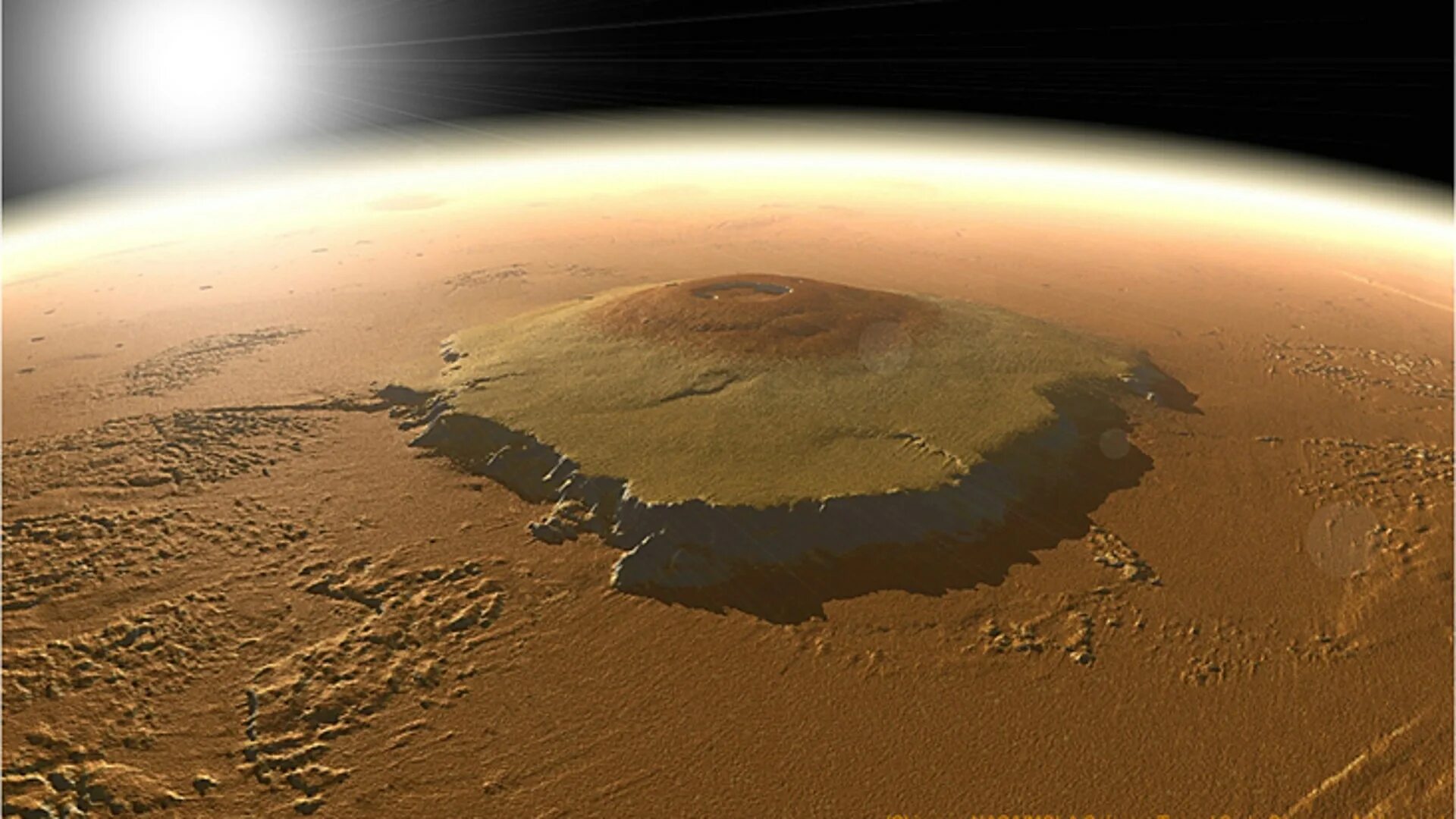 Самая высокая гора в солнечной системе находится. Гора Олимп на Марсе. Вулкан Олимп на Марсе. Марс Планета гора Олимп. Марс Планета вулкан Олимп.