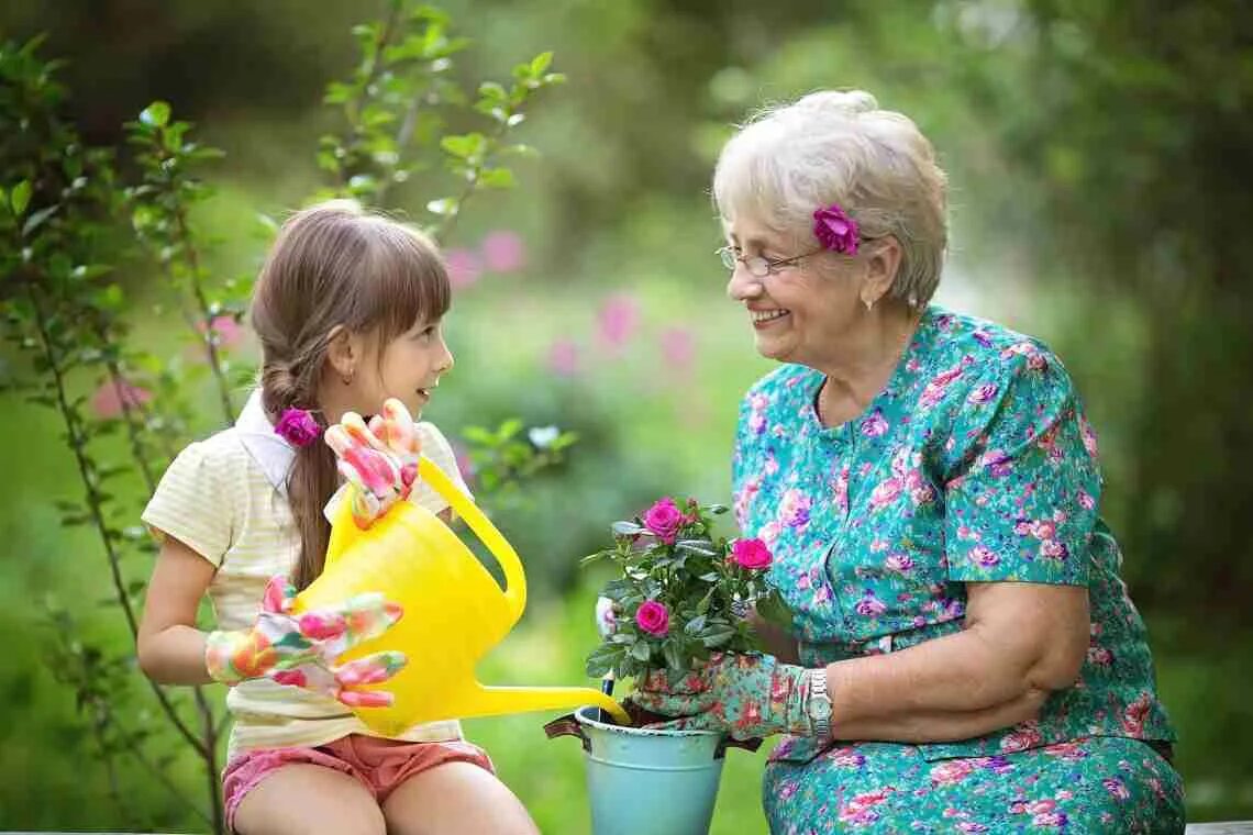 Пришел помочь бабушке. Бабушка и внучка. Бабушка и внучка в саду. Помогать бабушке в саду. Бабушка с внучкой в цветах.