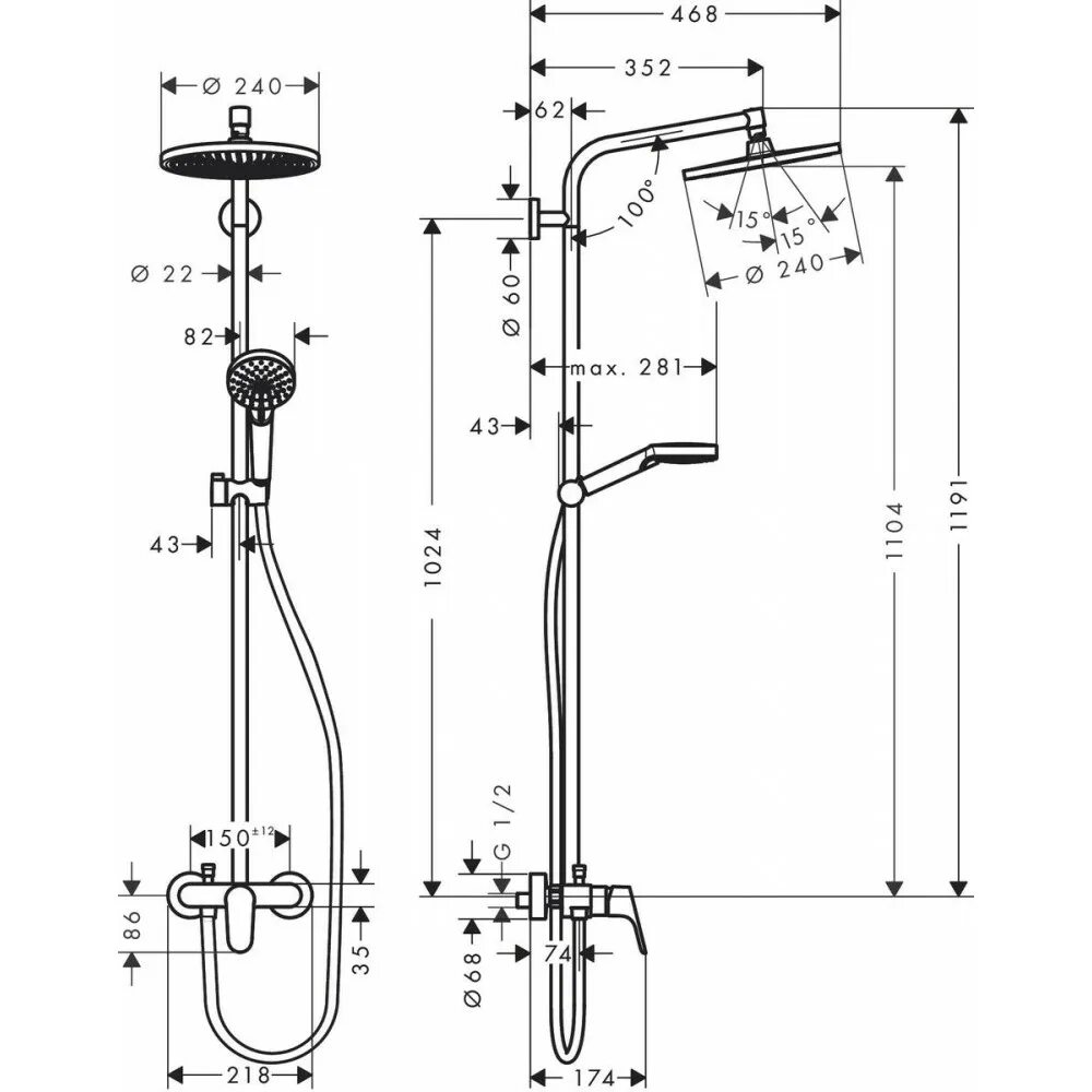 Размеры душевых смесителей. Hansgrohe Crometta 27320000. Душевая стойка Hansgrohe Crometta s 240 Showerpipe 27320000. Душевая стойка Hansgrohe Crometta e 240 1jet Showerpipe 27298000. Душевая система Hansgrohe Crometta s 240 1jet Showerpipe.