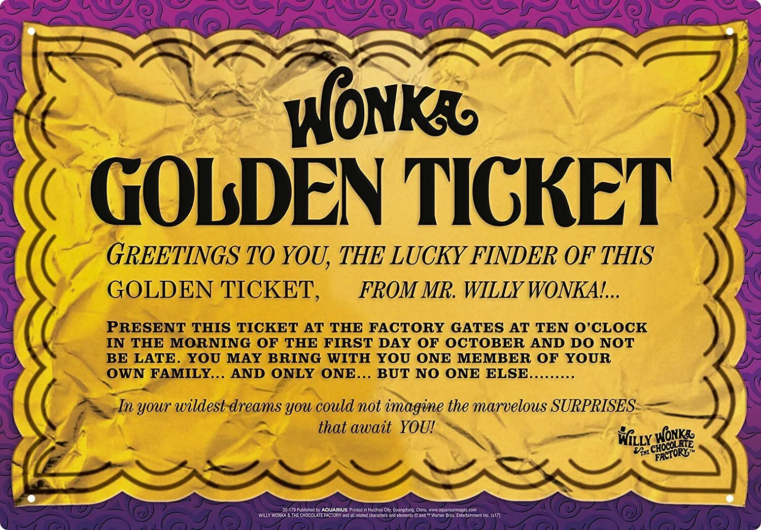 Golden ticket Willy Wonka. Золотой билет фабрика