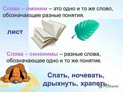 Слова которые обозначают разные предметы
